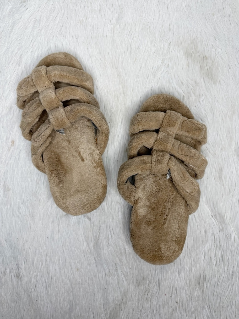 VIONIC / Snooze wheat tan terry adjustable strap cozy house slipper shoe / 8